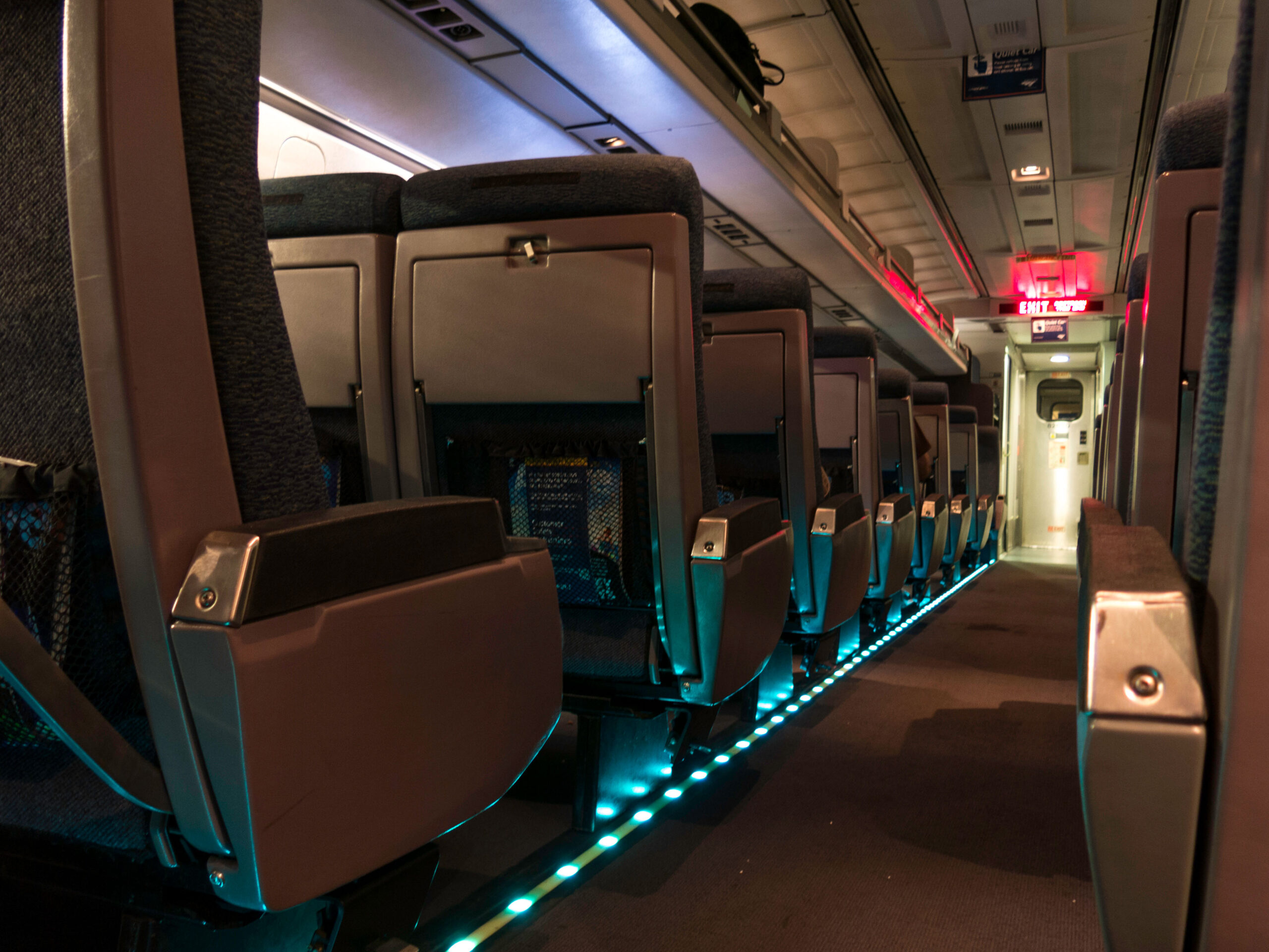 Aisle with Emergency Lights Passenger Train